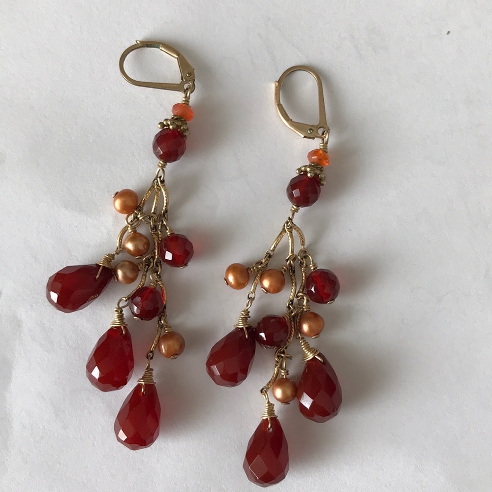 Gemstone 14k gold filled droplet earrings